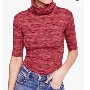 NWT FREE PEOPLE Sunshine Space Dye Mock Neck Top